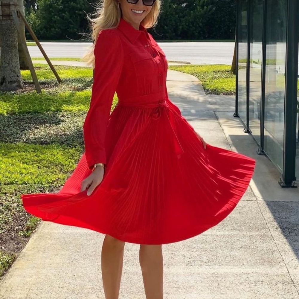 Ere Pleated Dress (Red) Elie Tahari